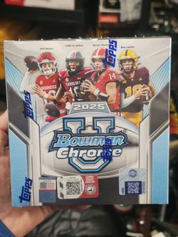 2025 Bowman Chrome University Football Factory Sealed MEGA Box ~ 6 Packs