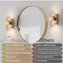Wall Sconce Set of 2 Gold Rechargeable Battery