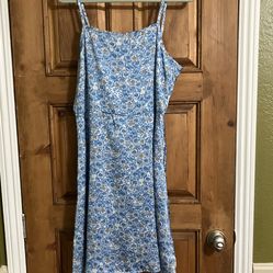 Blue Floral Midi Dress
