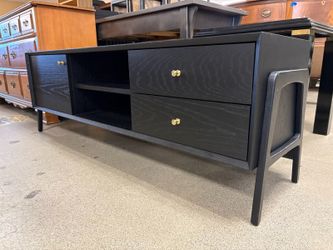 Modern Black Elevated Media Stand