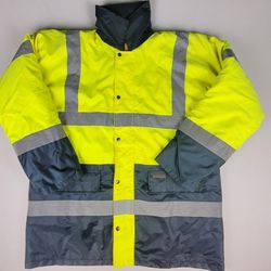 High Visibility Reflective Insulated Bomber Safety Jacket Stop Ahead Men's XL