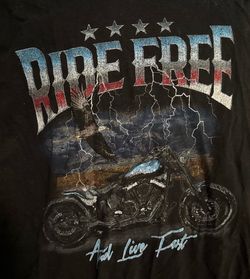 RIDE FREE & LIVE FAST Muscle T-Shirt BLACK Adult X-Large (46/48) Motorcycle XL
