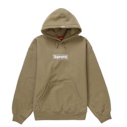 Supreme Box Logo Hooded Sweatshirt Khaki New Size Medium 