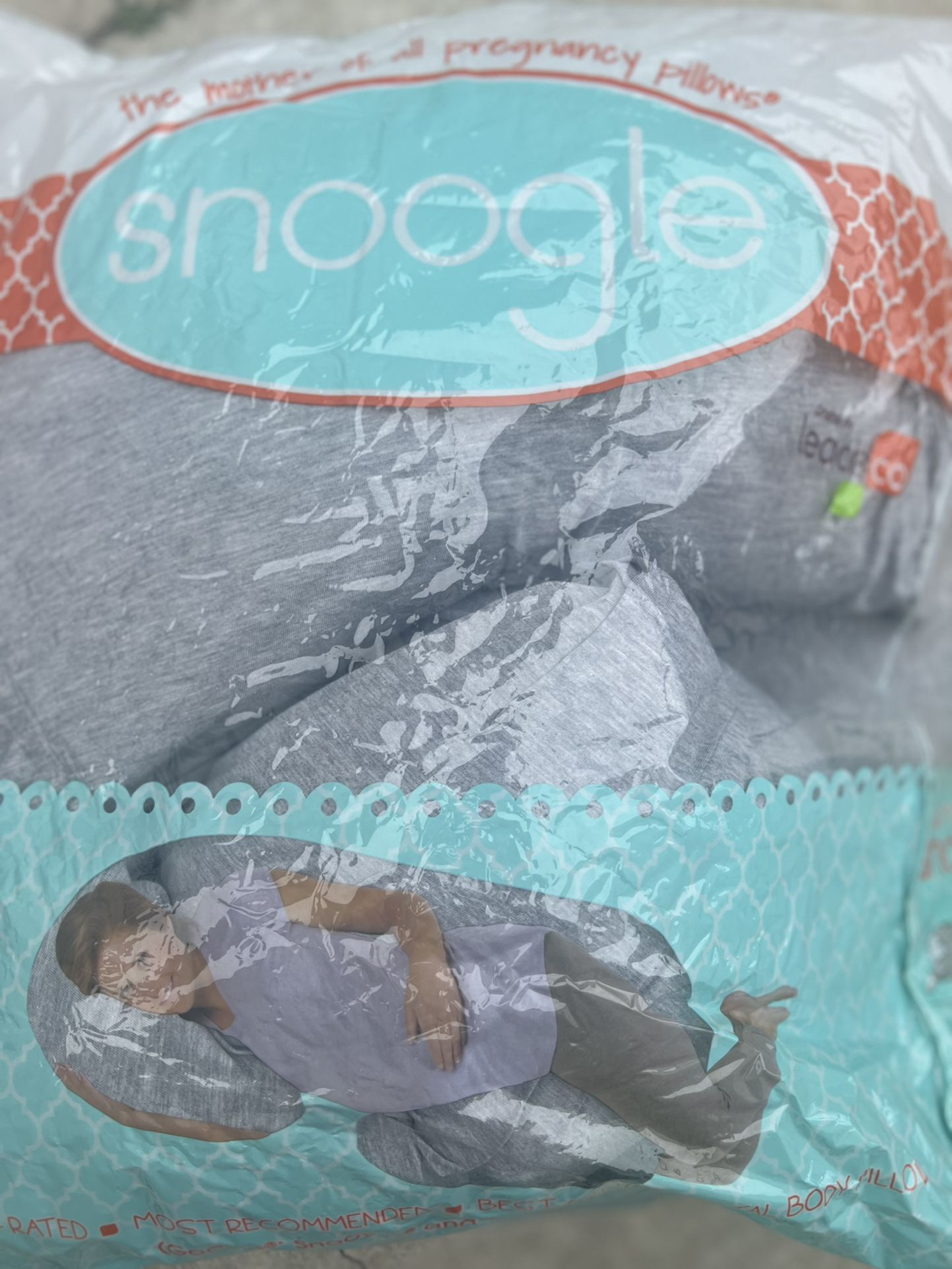 Snoogle Pregnancy Pillow With Gray Jersey Cover 
