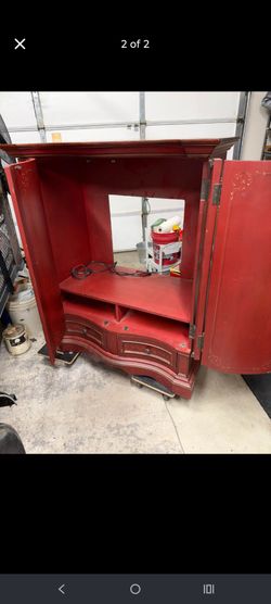 Red Wood TV Armoire Entertainment Cabinet