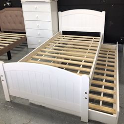 Twin Trundled Bed Frame Solid Wood New In The Box 