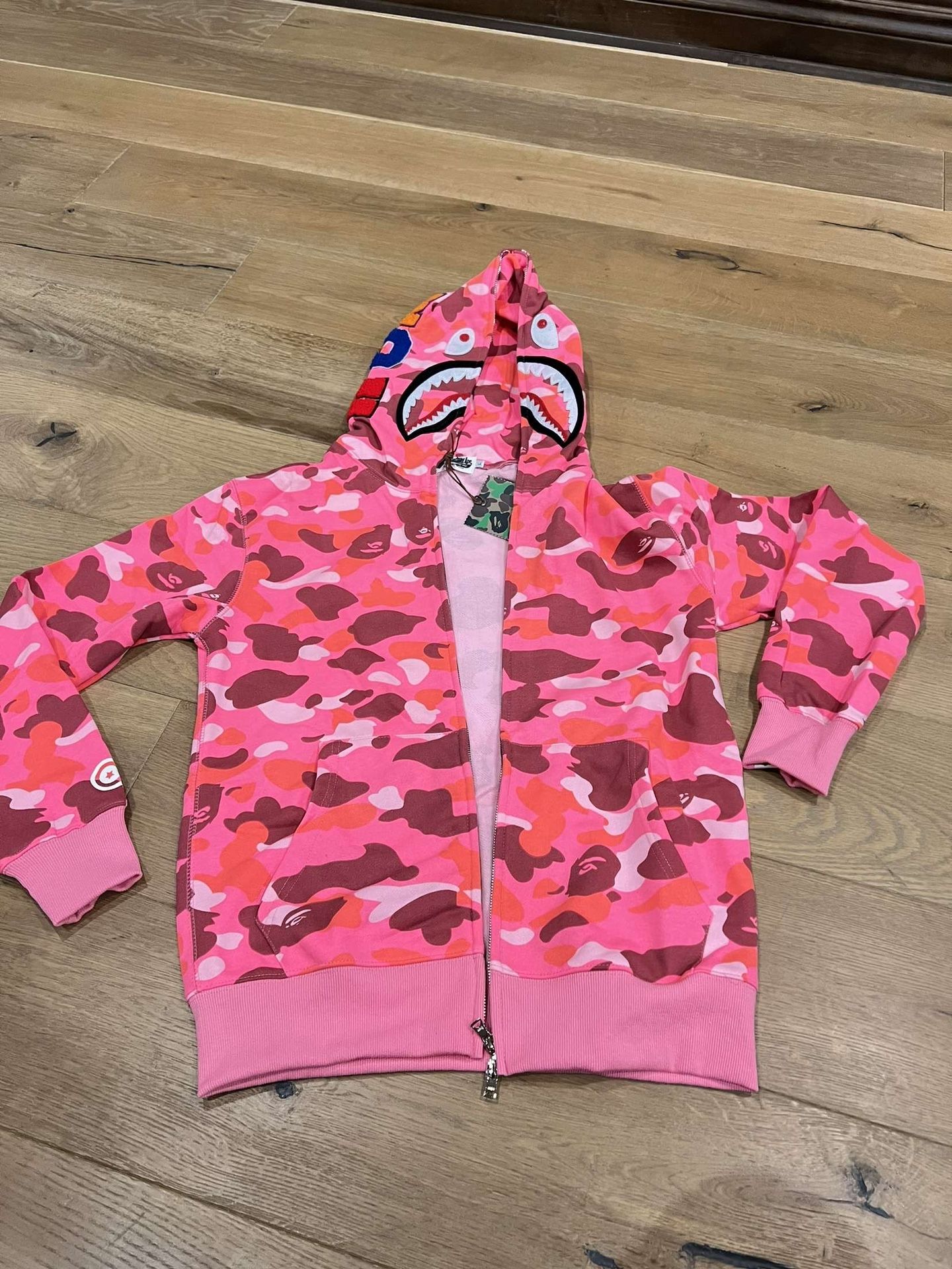 Pink Camo Bape Shark Zip-up Hoodie 