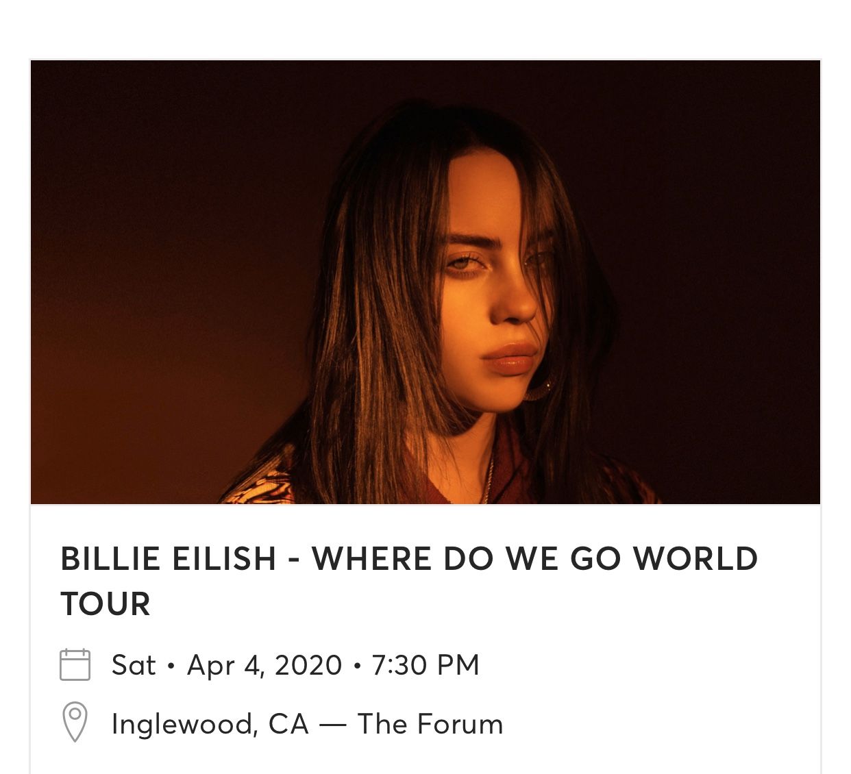 BILLIE EILISH WHERE DO WE GO WORLD TOUR