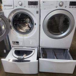 LG SET STEAM WASHER AND ELECTRIC DRYER WITH DOUBLE WASHER