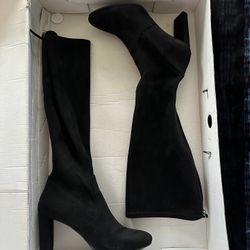 NINE WEST Zip Up Black Knee High Boots 