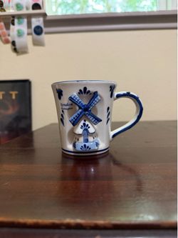 Delft Blue Mug Cup With 3D Windmill Lynden Washington Floral