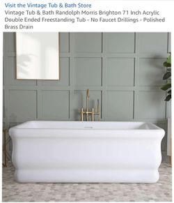 Vintage Tub & Bath Randolph Morris Brighton 71 Inch Acrylic Double Ended Freestanding Tub