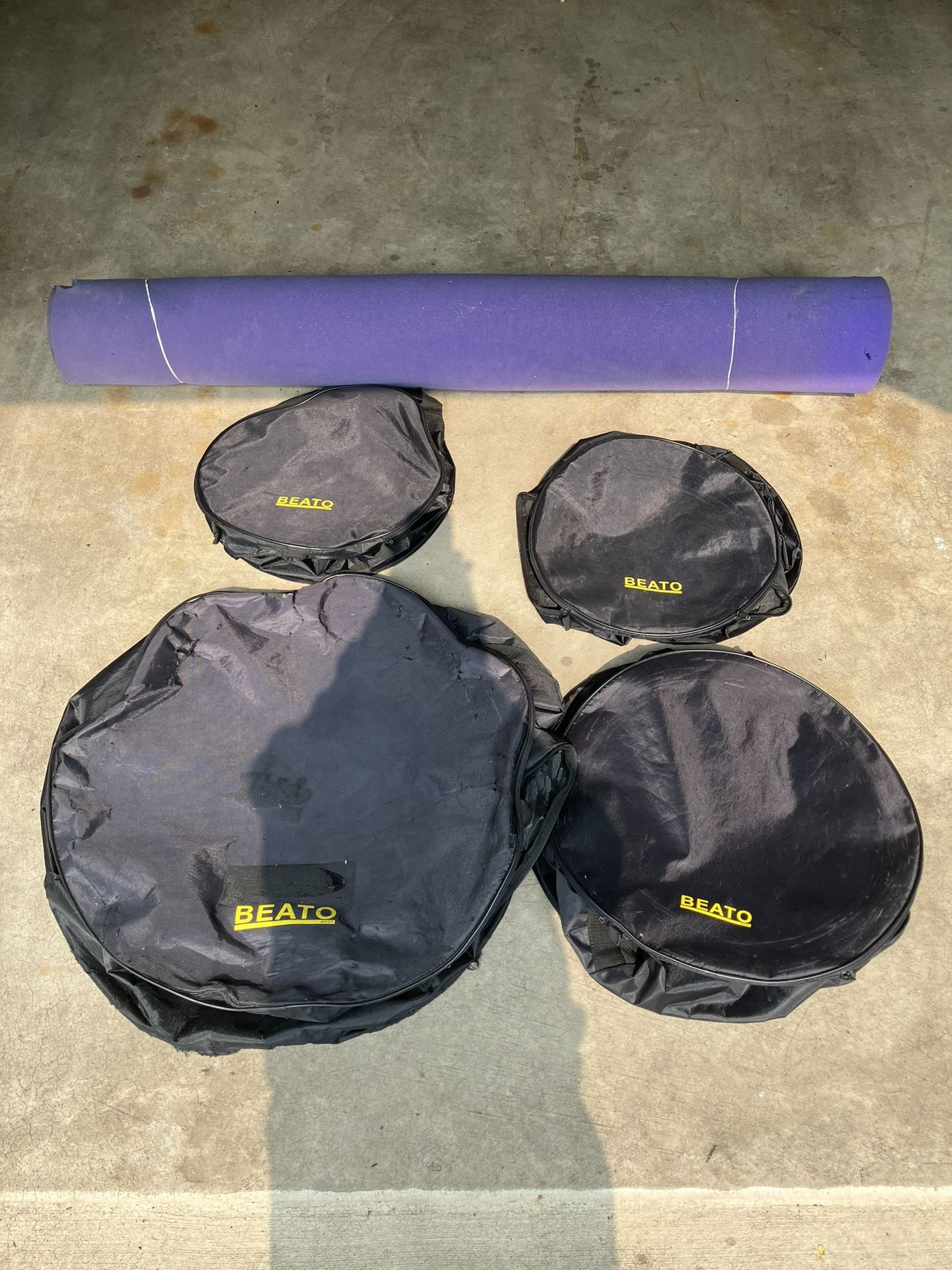 Drum vinyl carrying bags -various sizes {24”,18”,16”15” diameter’s}