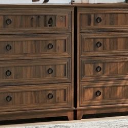 New (Pack of 2) Unused Wooden Dresser - 4 Drawers Each