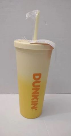 Dunkin Donuts Yellow Rainbow Acrylic Travel Cup Tumbler
