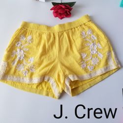 J.Crew Yellow Embroidered Shorts