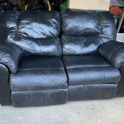 Love Seat Black Genuine Leather