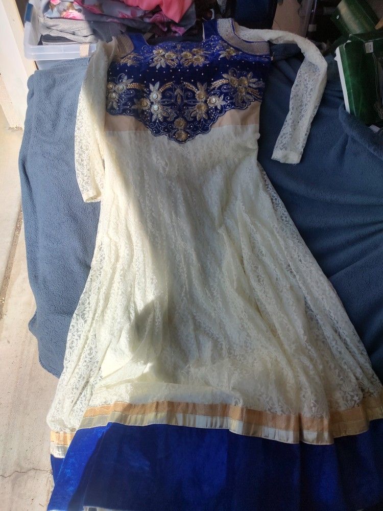 Gold, Blue, And Cream Fancy Dress