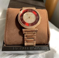 MICHAEL KORS Red Crystal-set Gold-plated Watch