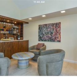 Three Bar Chairs With Designer Round Table