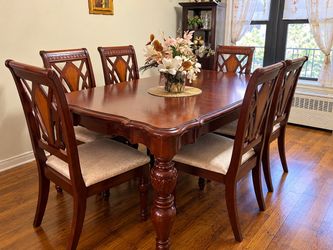 Wood Dining Table Set with 6 Chairs