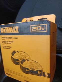2 pack of DeWalt 20V 6AH batteries still in package.
