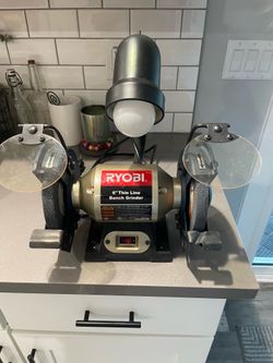 Ryobi 6 inch Electric Bench Grinder in Excellent condition with flexible light