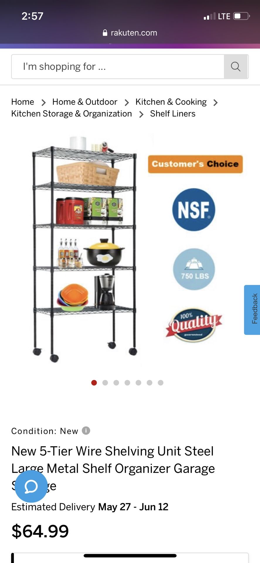 New 5-Tier Wire Shelving Unit Steel Large Metal Shelf Organizer Garage Storage