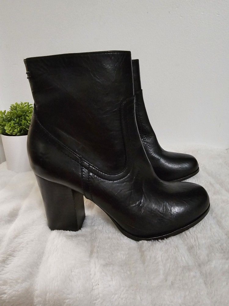 Frye Black Leather Inner Zip Block Heel Parker Boots New With Tag