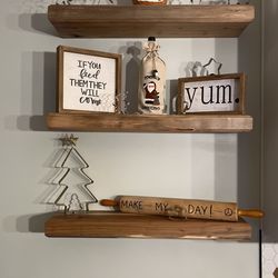 Oak Kitchen Shelves.