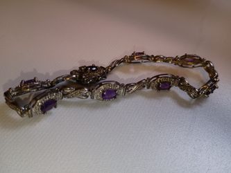 Vintage sterling silver and amethyst bracelet