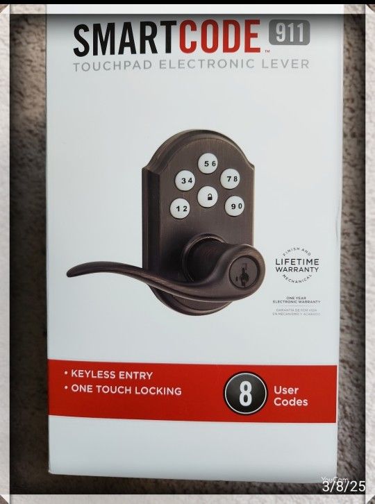 Kwikset 911 SmartCode® Electronic Keypad Lock w/Tustin Lever featuring SmartKey®