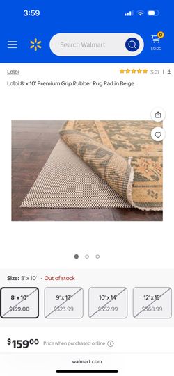 *NEW* Loloi 8' x 10' Premium Grip Rubber Rug Pad in Beige