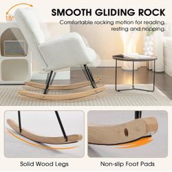 Modern Nursery Rocker Glider Chair, Upholstered Accent Single Rocking Chair