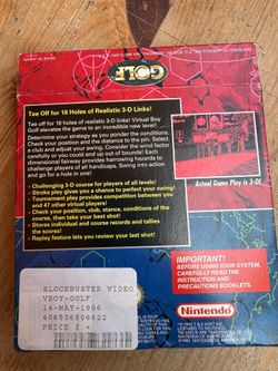 Virtual Boy Golf Nintendo Blockbuster Rental