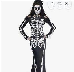 Black Skeleton Print Maxi Dress - Cold Shoulder Gown