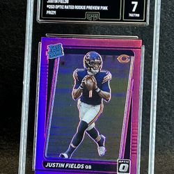 2021 Donruss 🔥 Justin Fields 🔥 Optic Rated Rookie Preview Pink Prizm GMA 7 NM 💎 - Bears / Pittsburgh Steelers 