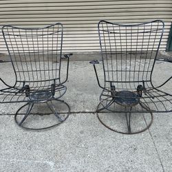   Vintage Mid-Century Modern HomecrestBlack Wire Swivel Rocker Lounge Chairs 