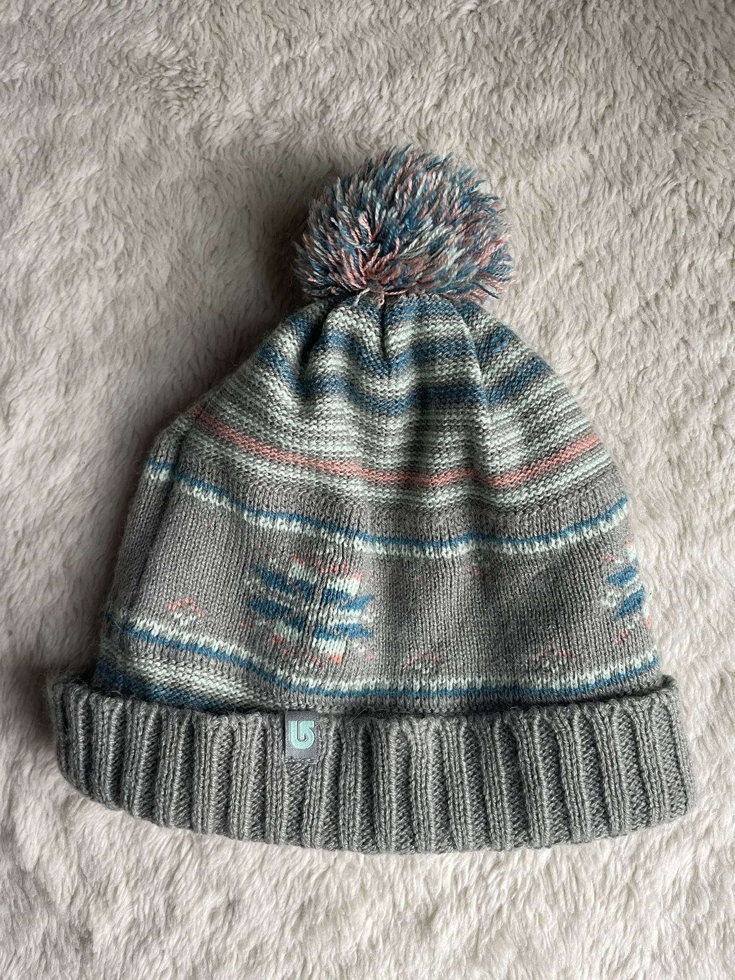 Burton Girls Winter PomPom Knit Hat Fair Isle