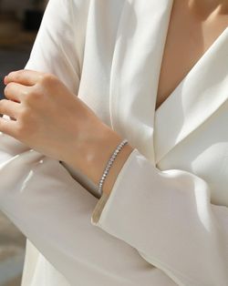 Fifty8 Moissanite Pave Bracelet, 925 Sterling Silver, Memory