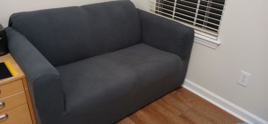 Dark Gray Fabric Loveseat Sofa