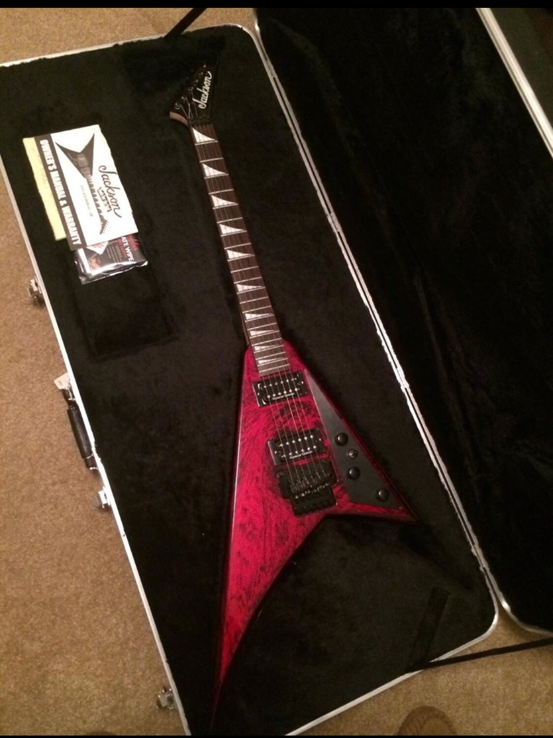2006 Jackson Randy Rhodes V Guitar, RR3, crimson swirl, w HSC. Rarely played. Excellent condition