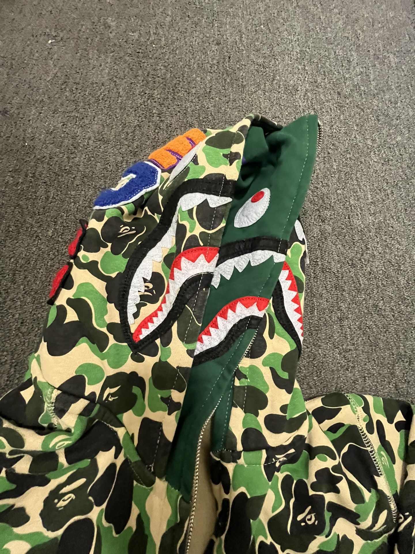 Bape Double Hooded Green Camo Hoodie