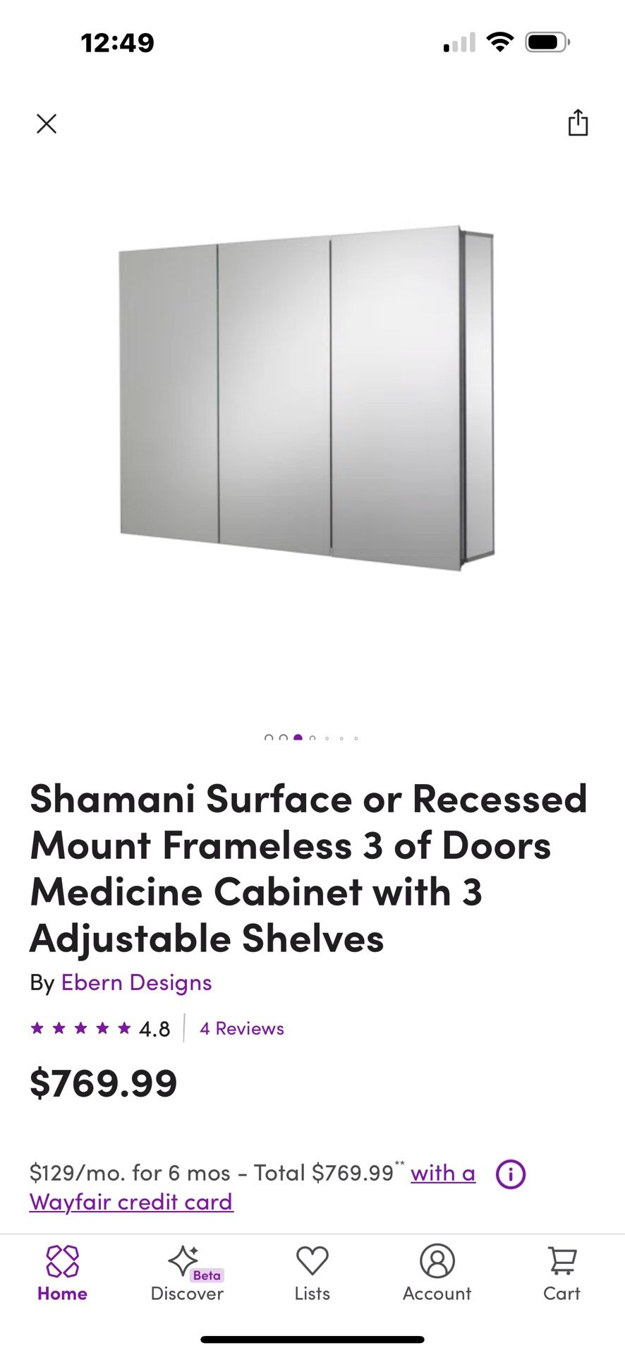 Mirror Medicine Cabinet 36x26