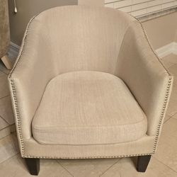 Single Barrel Accent Chair With Nailhead Trim