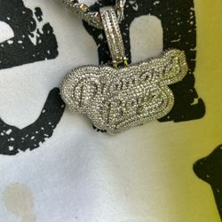 Lab Diamond Pendant And Cuban 