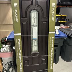 Masonite Providence Center Arch Fiberglass Prehung Front Exterior Door 