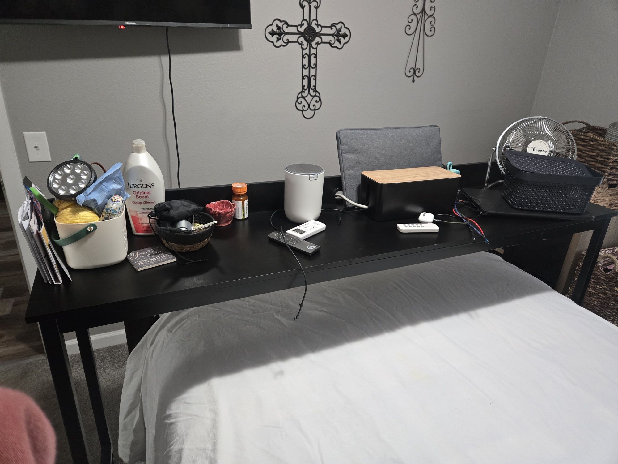 Rolling Over The Bed Table.