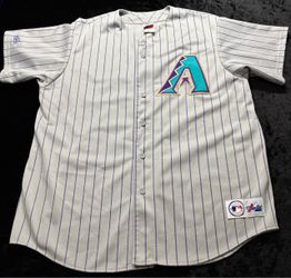 Men 2XL Vintage Arizona Diamondbacks Majestic Pinstripe Grey Jersey