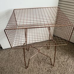 mDesign Modern Industrial Side Table with Storage Shelf, 2-Tier Metal Minimal End Table, Metallic Caged Grid - Accent Furniture for Living Room, Bedro